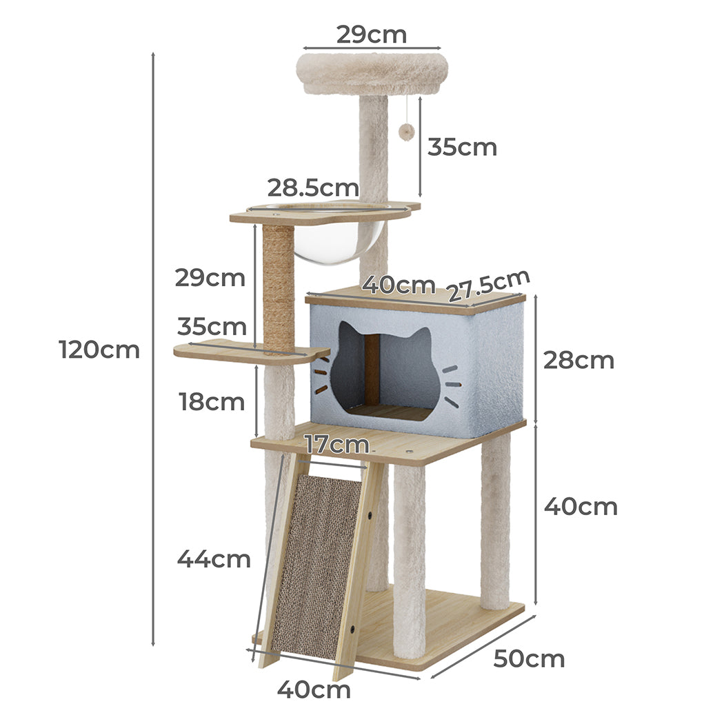 Cat Tree Tower Beige 50x40x120cm