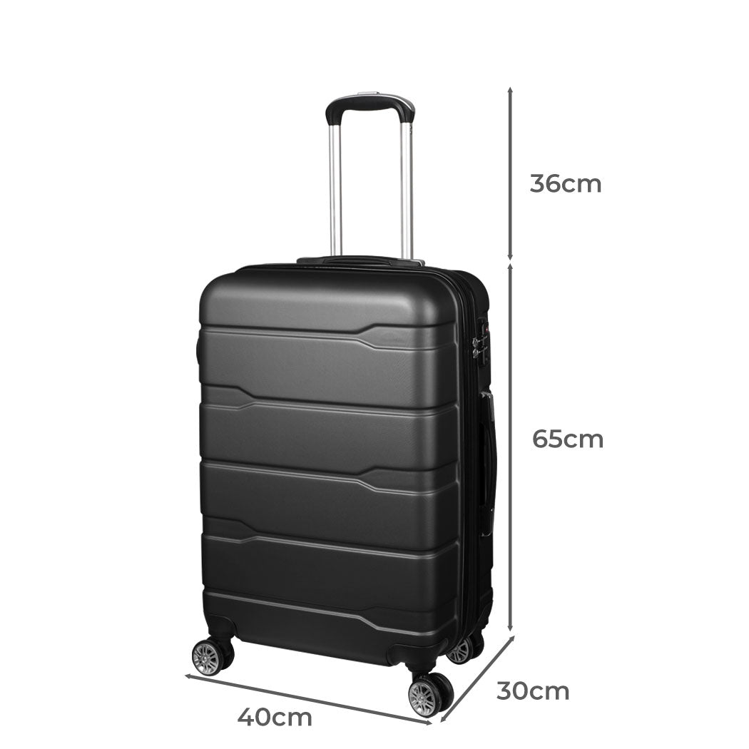 Lightweight Expandable Luggage Black 33x26x55cm