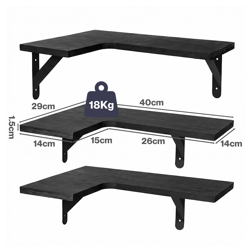 Corner Floating Shelves 3pc L-Shaped Wall | Simpledeals