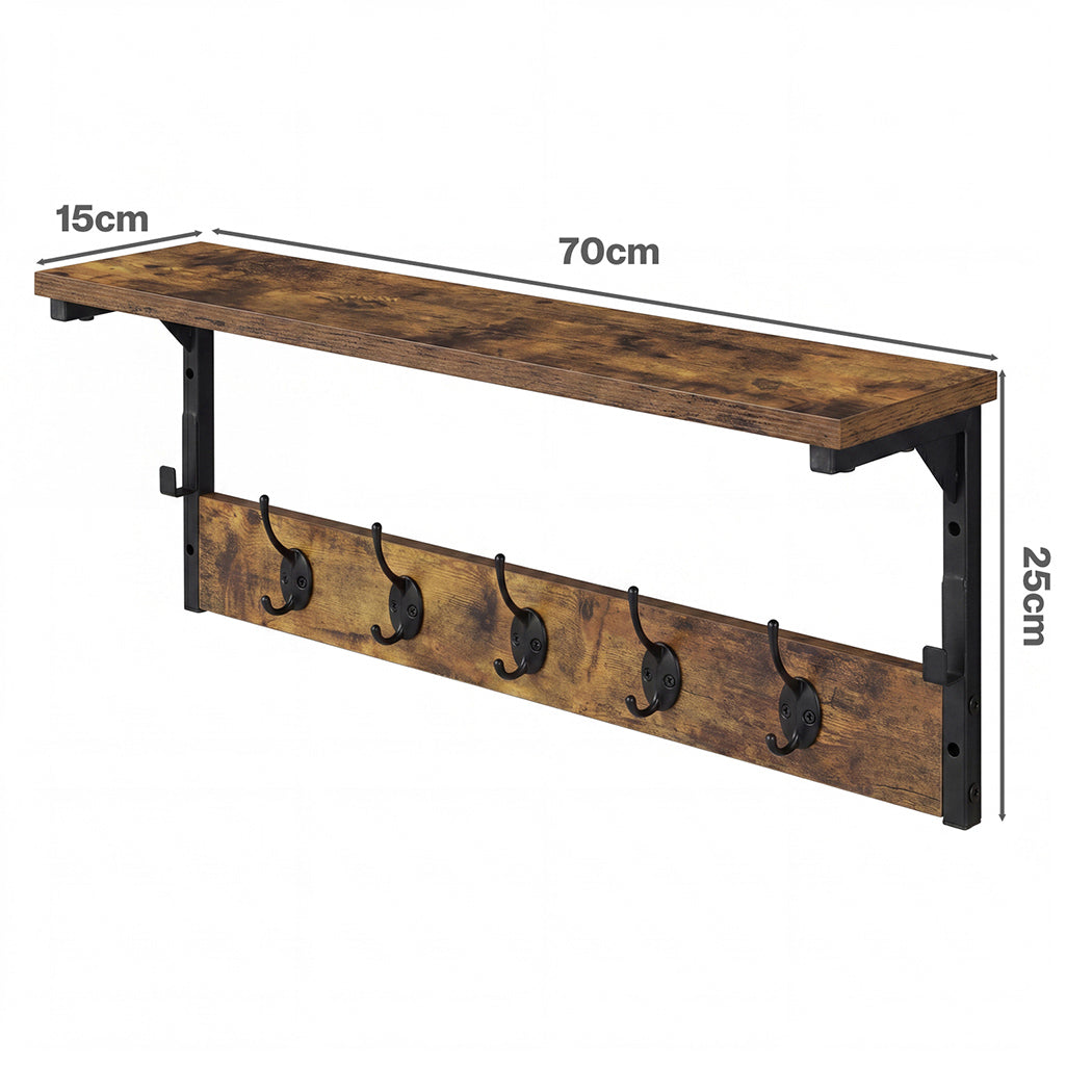 Wall Mounted Coat Rack Shelf 7 Hooks | Simpledeals