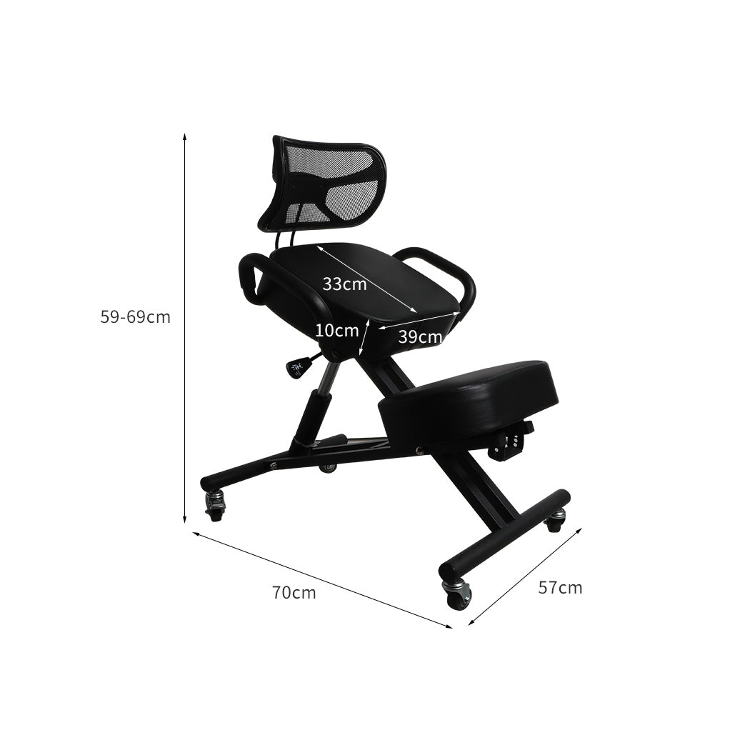 Compact Kneeling Chair Office Ergonomic Black  Soft Cushion
