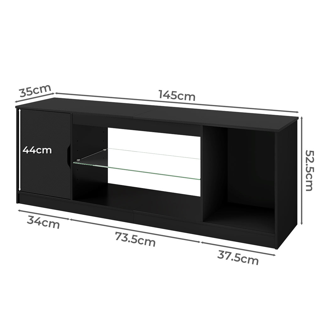 TV Stand Black Storage 145x35x52.5cm