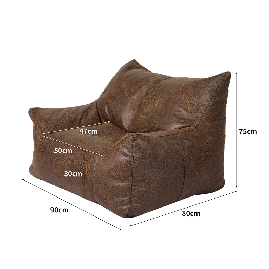 Portable Pu Leather Chair - Brown 90x80x75cm