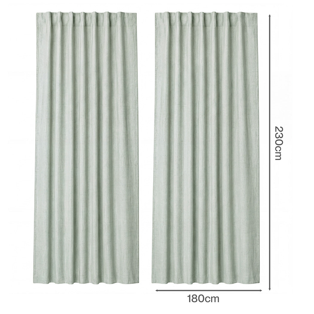 Blackout Curtains Green Linen Look 2 Panels | Simpledeals