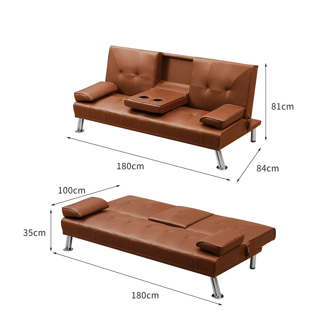 Sofa Bed Adjustable Recliner Brown