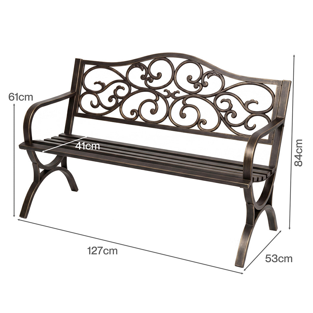 Cast Iron Garden Bench 3 Seater Bronze | Simpledeals