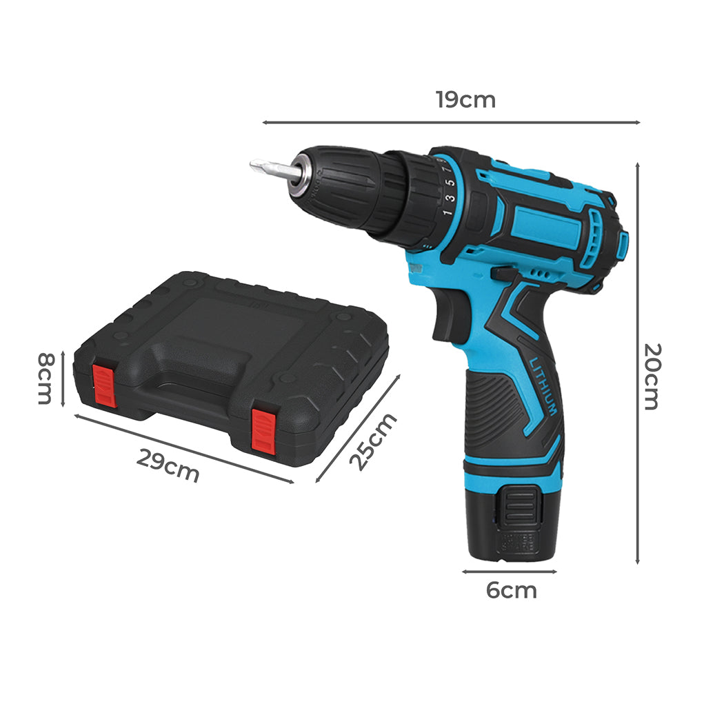 Cordless Drill Kit 12V Compact 19x6x20cm