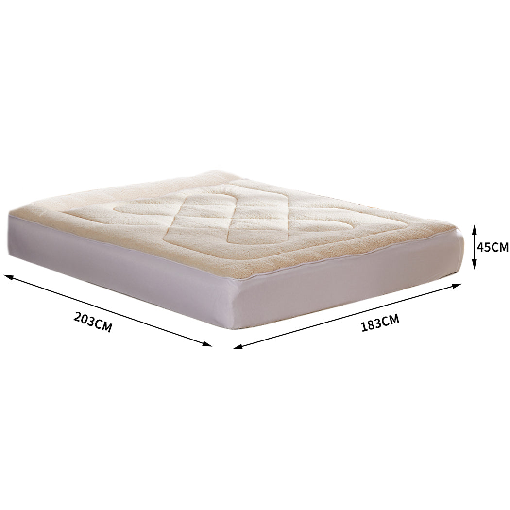 King Wool Mattress Topper Underlay Cozy Breathable Comfort