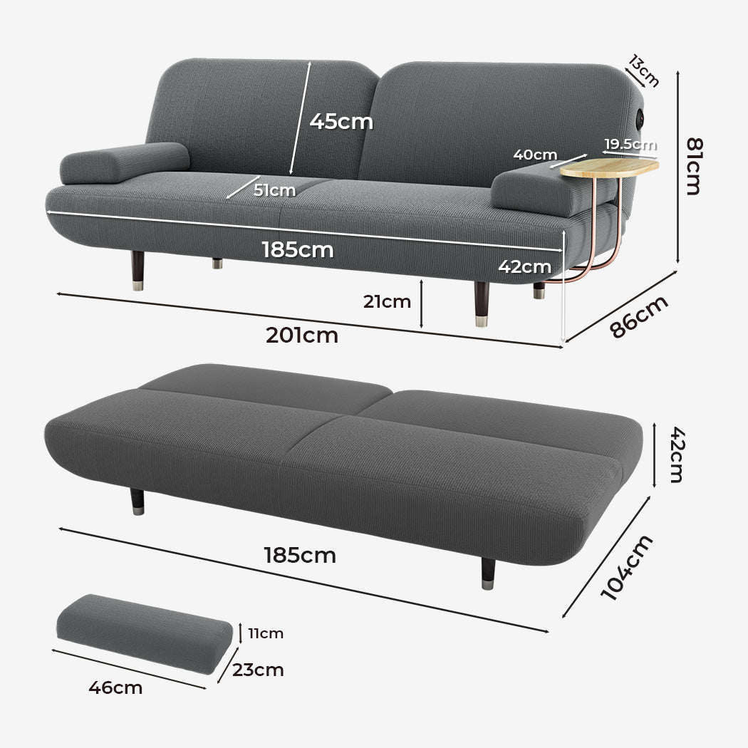 Luxury CONVERTIBLE SOFABED WITH USB CHARGE AND SIDE TABLE Durable