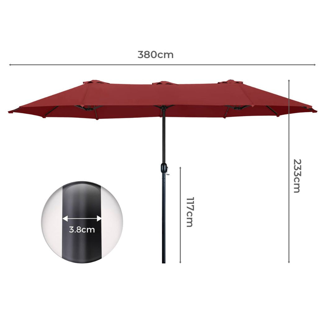 Large Red Parasol Umbrella 200x380x233cm