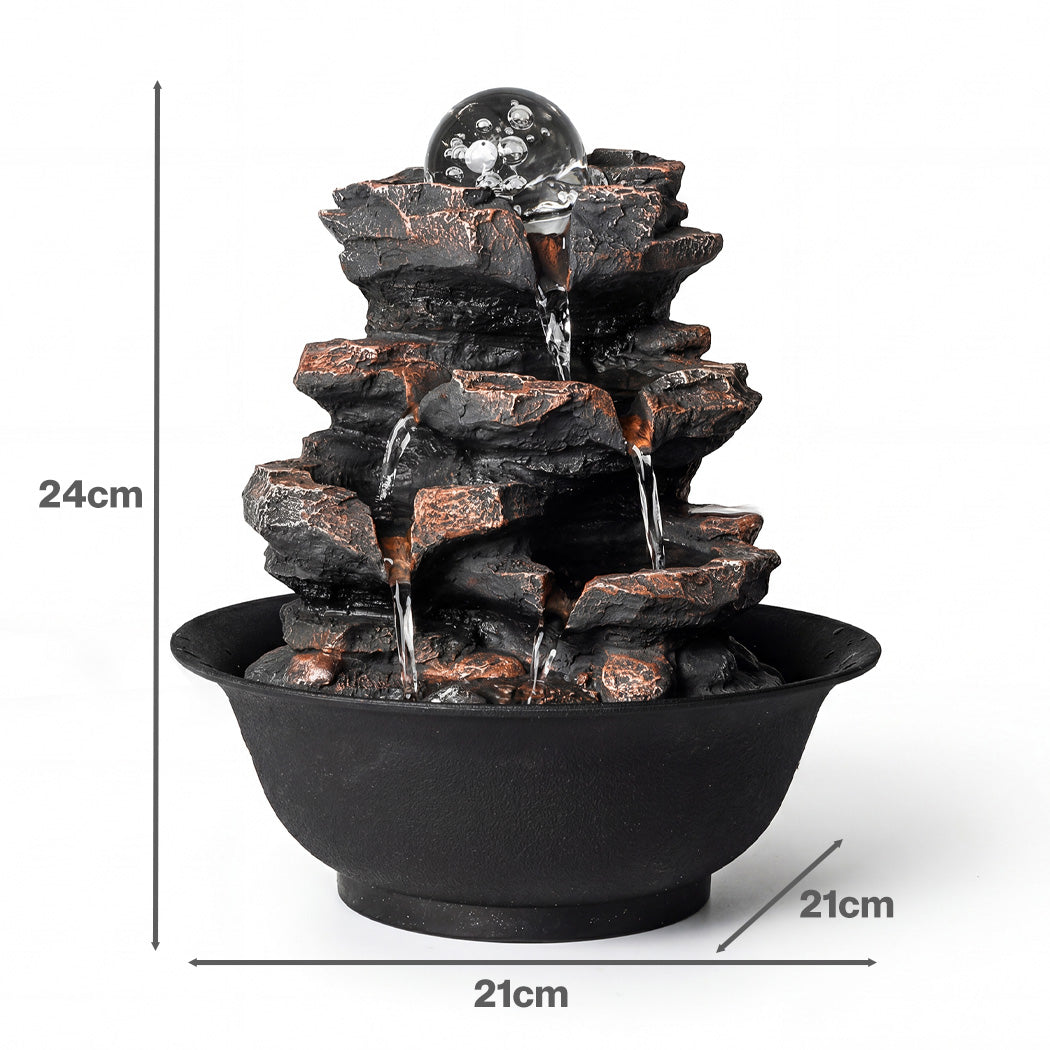 Indoor Water Fountain Brown Tabletop 21x21x24cm