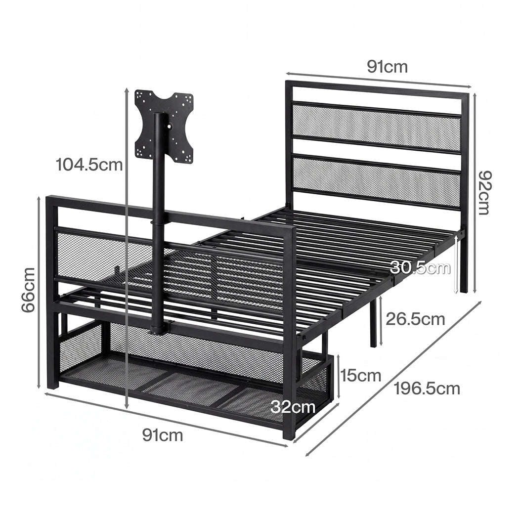 Gaming Single Bed Frame Rotating TV Mount | Simpledeals