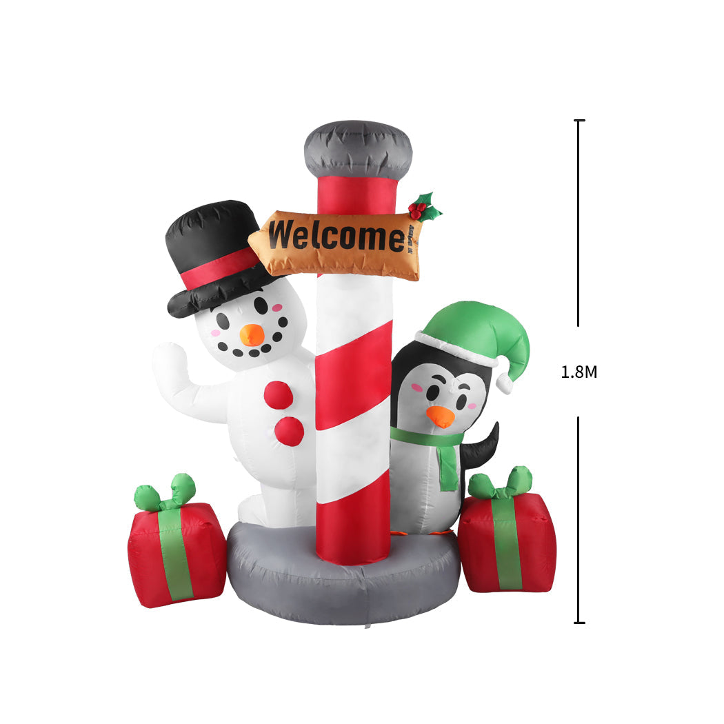 Inflatable Christmas Decor Pole | Welcome Led Lights Xmas