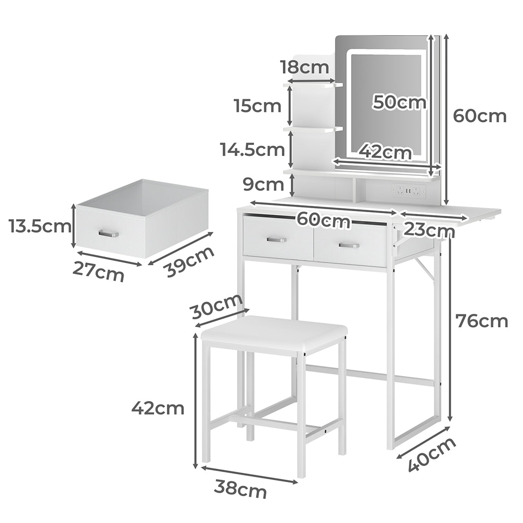 Dressing Table With Led Mirror 83x40x136cm