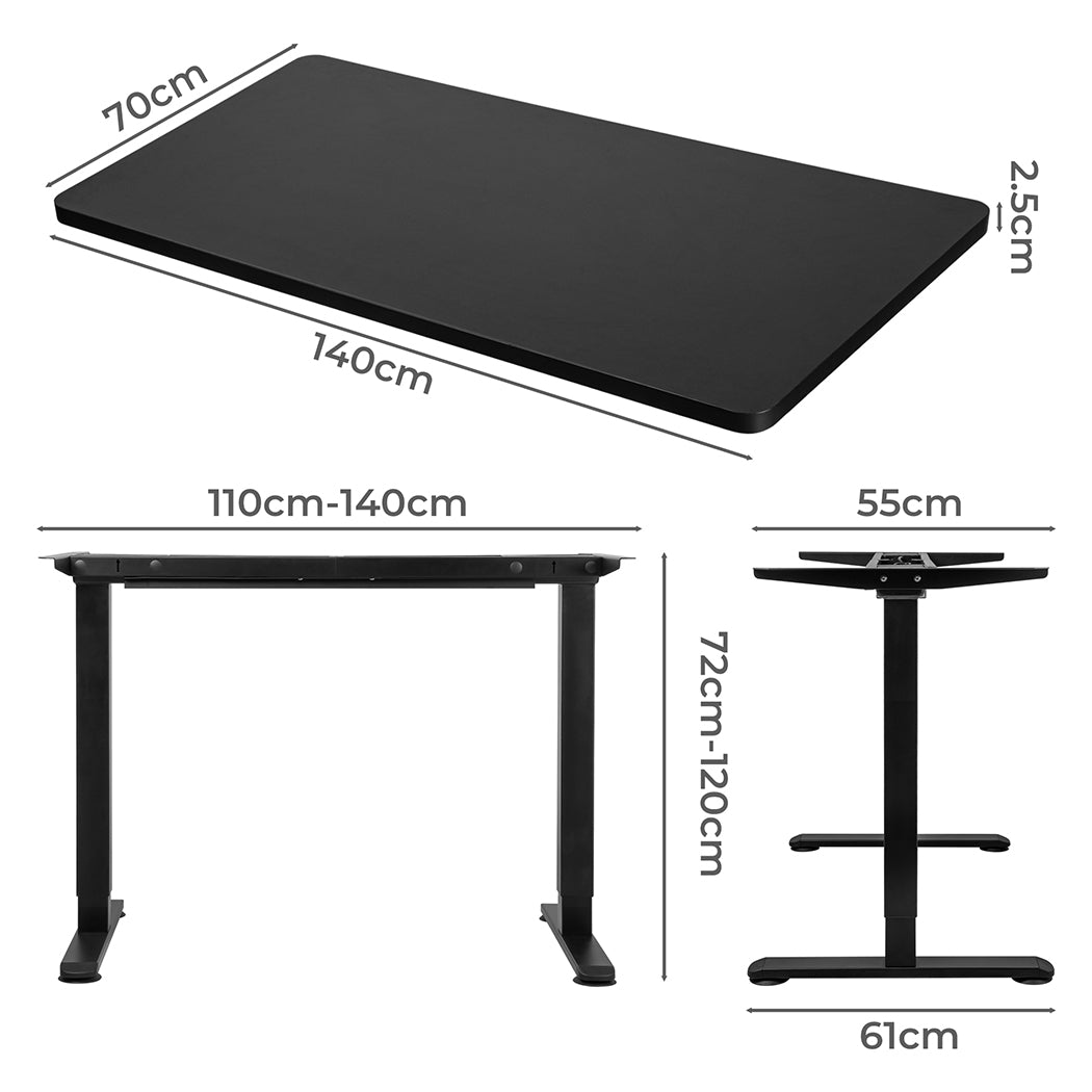 Elegant Motorised Standing Desk Adjustable 140cm Black 1000x 1MM