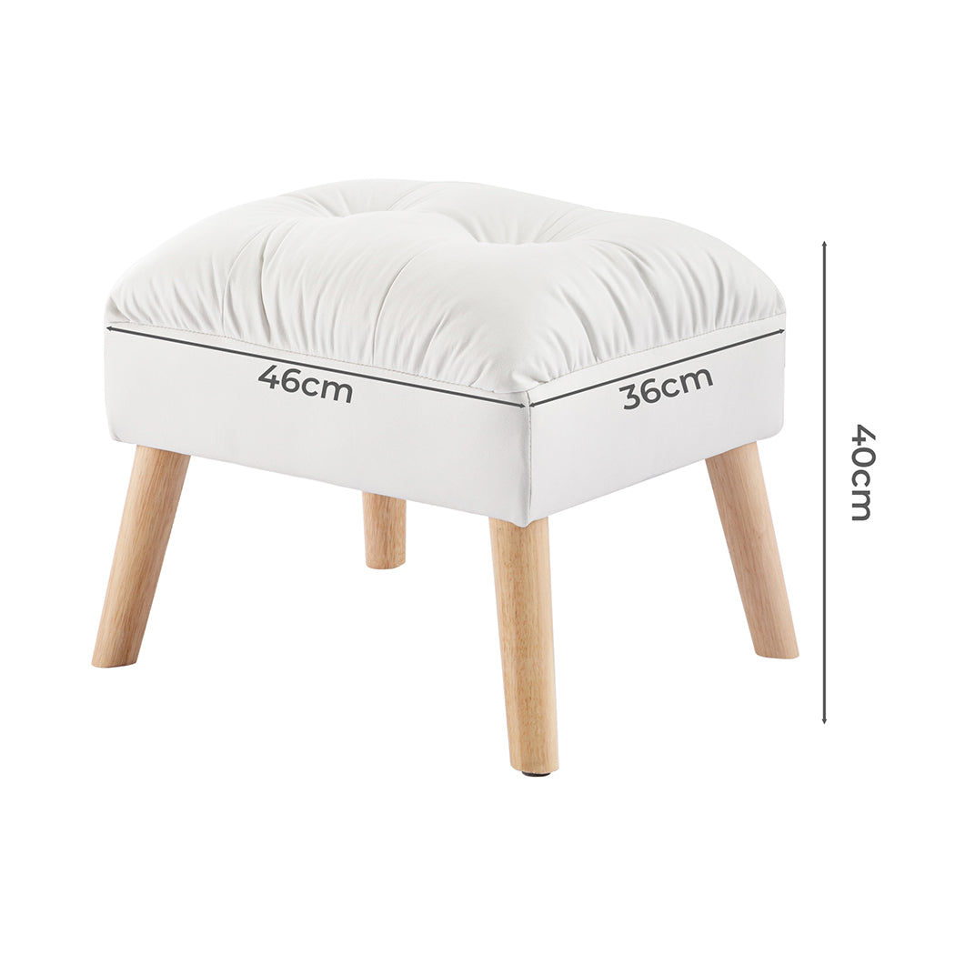 Cream Leather Ottoman Footstool 46x36x40cm