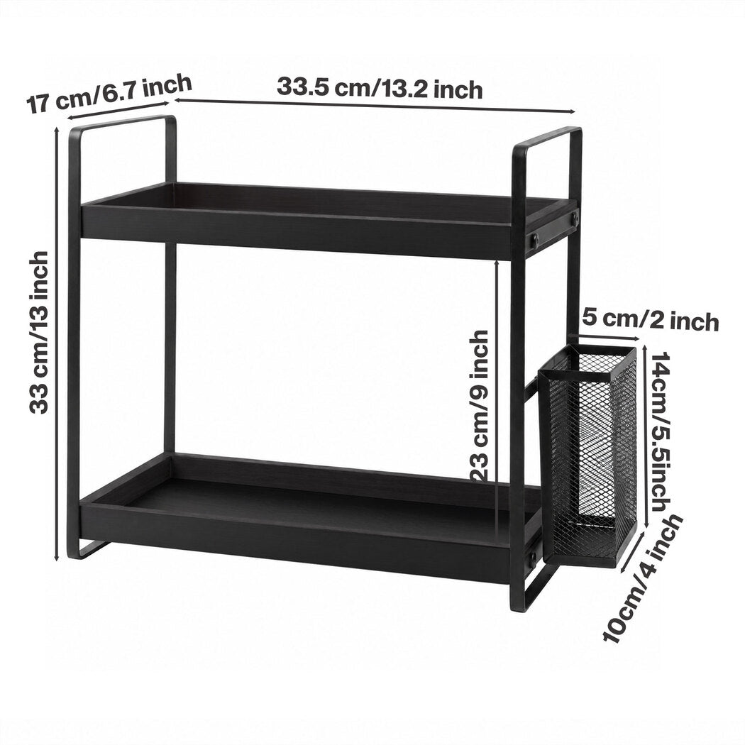 2-Tier Countertop Organiser Black Pine Iron | Simpledeals
