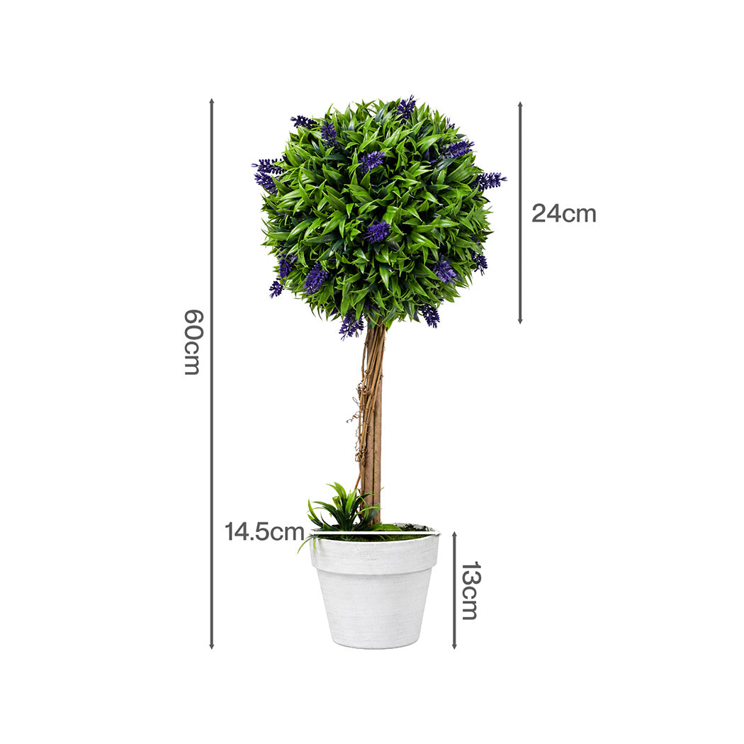 Artificial Lavender Topiary Set Green 24x24x60cm