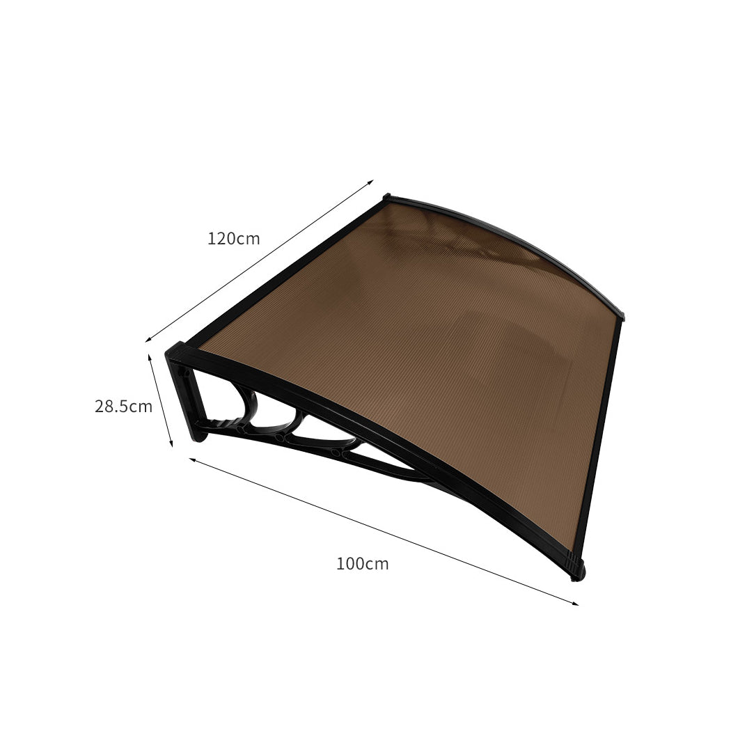 1x1.2m Brown Outdoor Window & Door Awning Sun Shade Rain Shelter