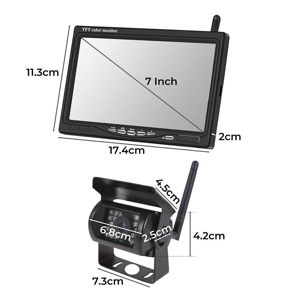 7" Wireless Rear View Monitor +2 WIFI | Car Reverse Camera Caravan
