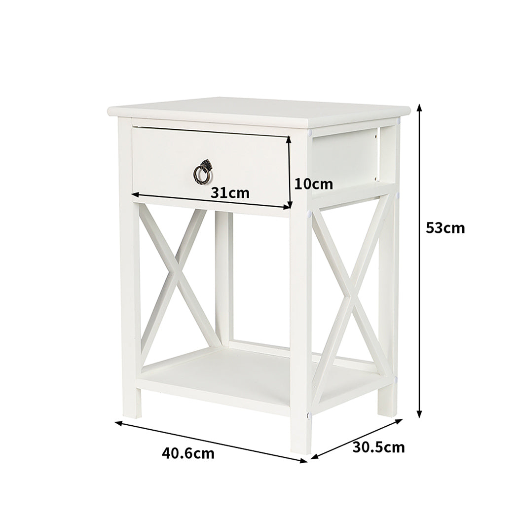 2x Bedside Tables Drawers Side