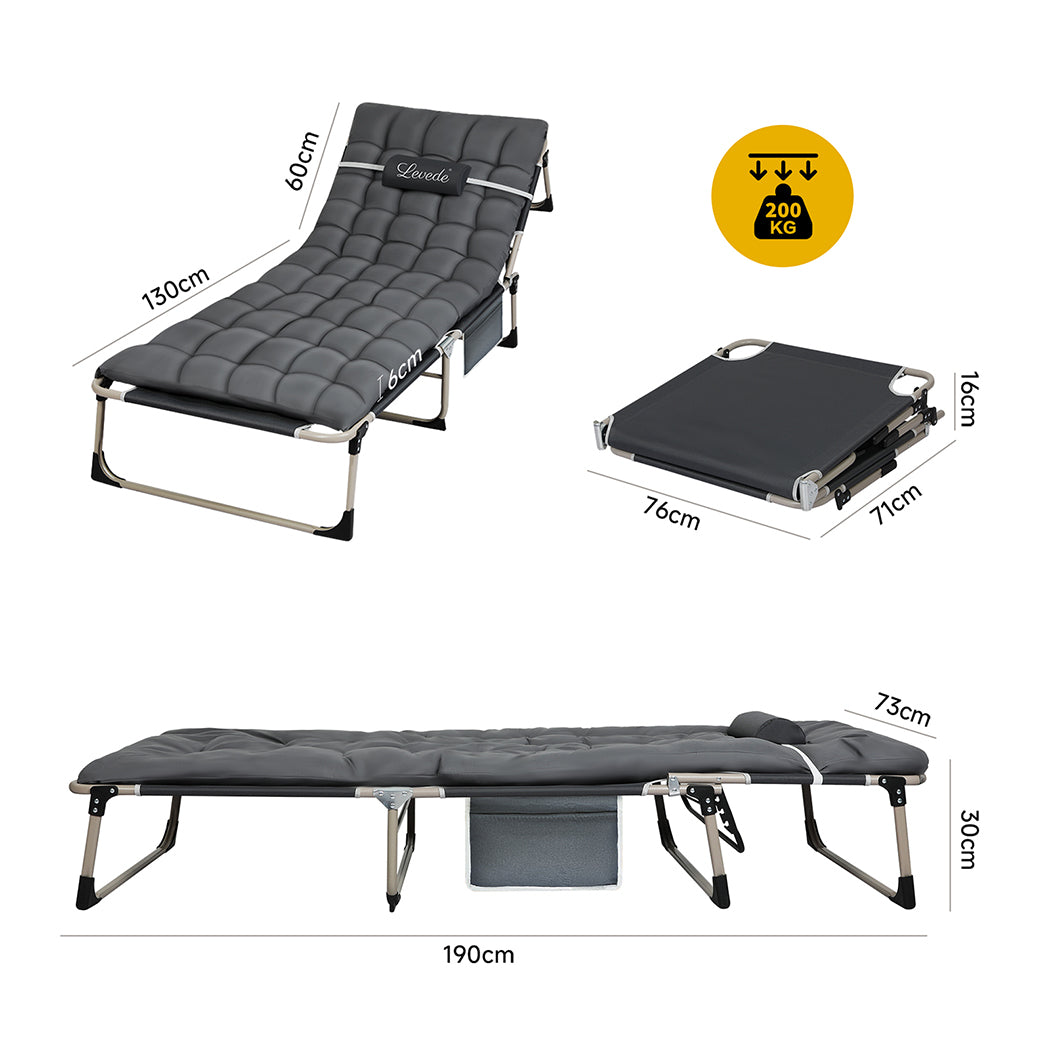 Folding Camping Bed Portable Grey 25x0.7cm