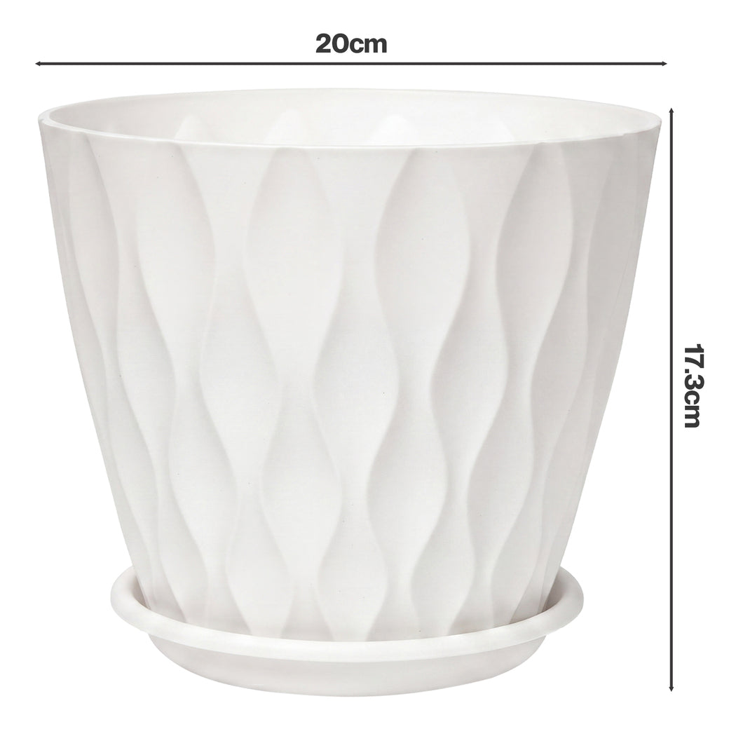 White Plastic Plant Pots 8 Inch Set 5 | Simpledeals