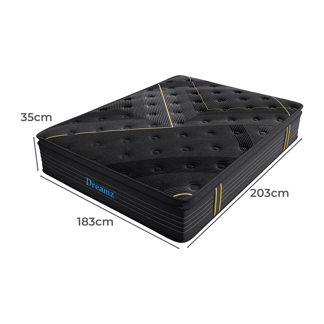 King 35cm Luxury Spring Mattress Bamboo Euro Top Medium Firm 6.5 High Back Support