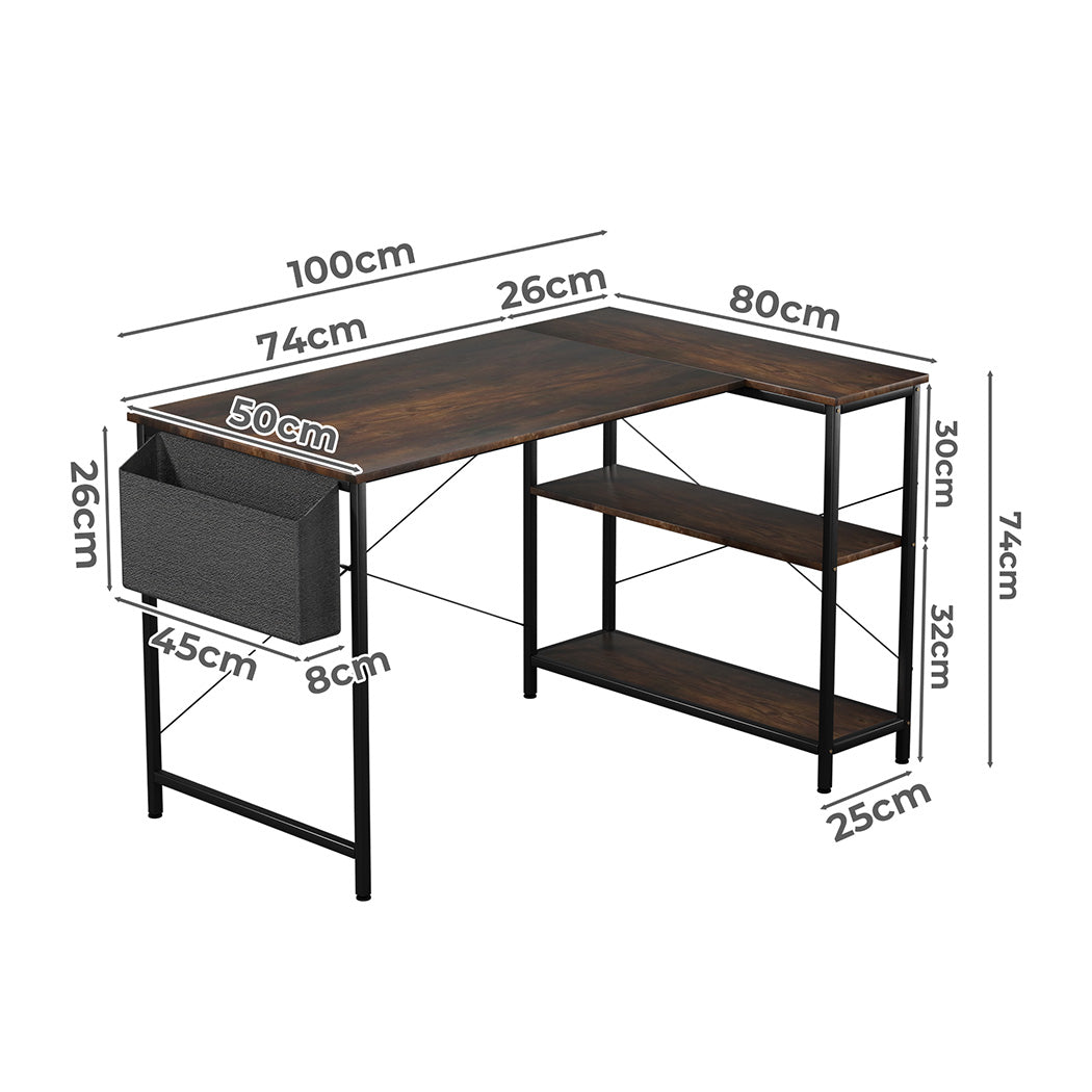 id11&12 - Functional L Shaped Computer Desk Corner Desk Brown  Wood Finish