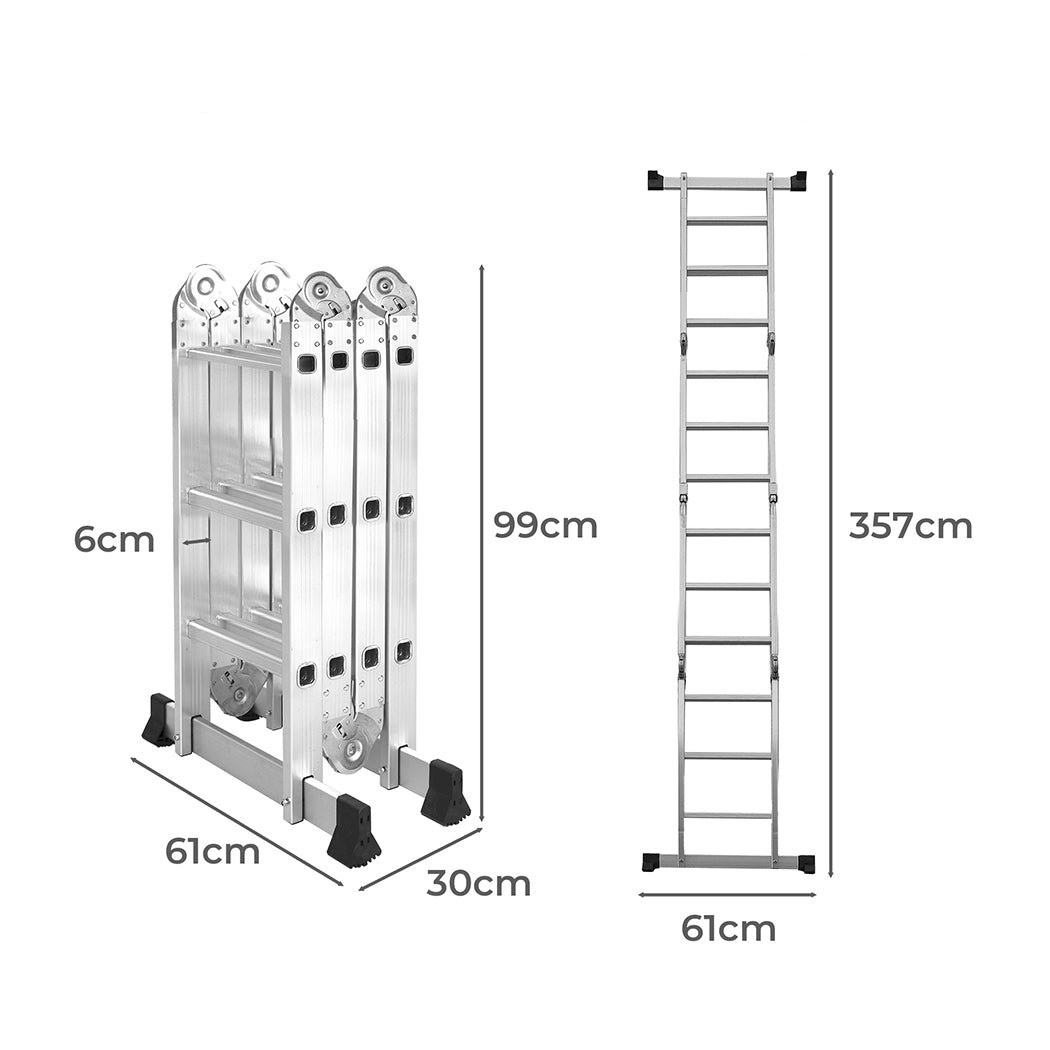 Multi Purpose Ladder 3.6M Aluminium Folding Platform Household Office Extension