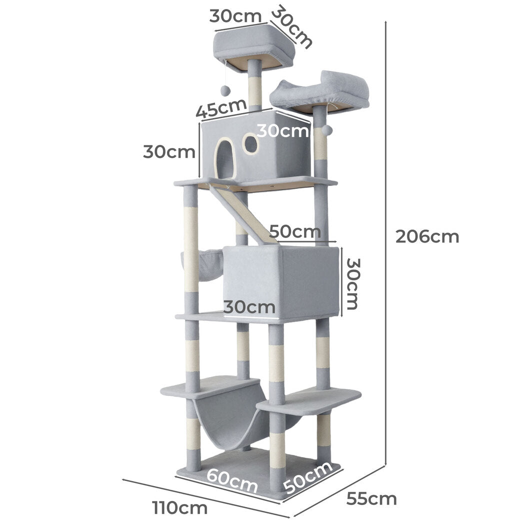 Cat Tree Scratching Post Tower 50x60x206cm