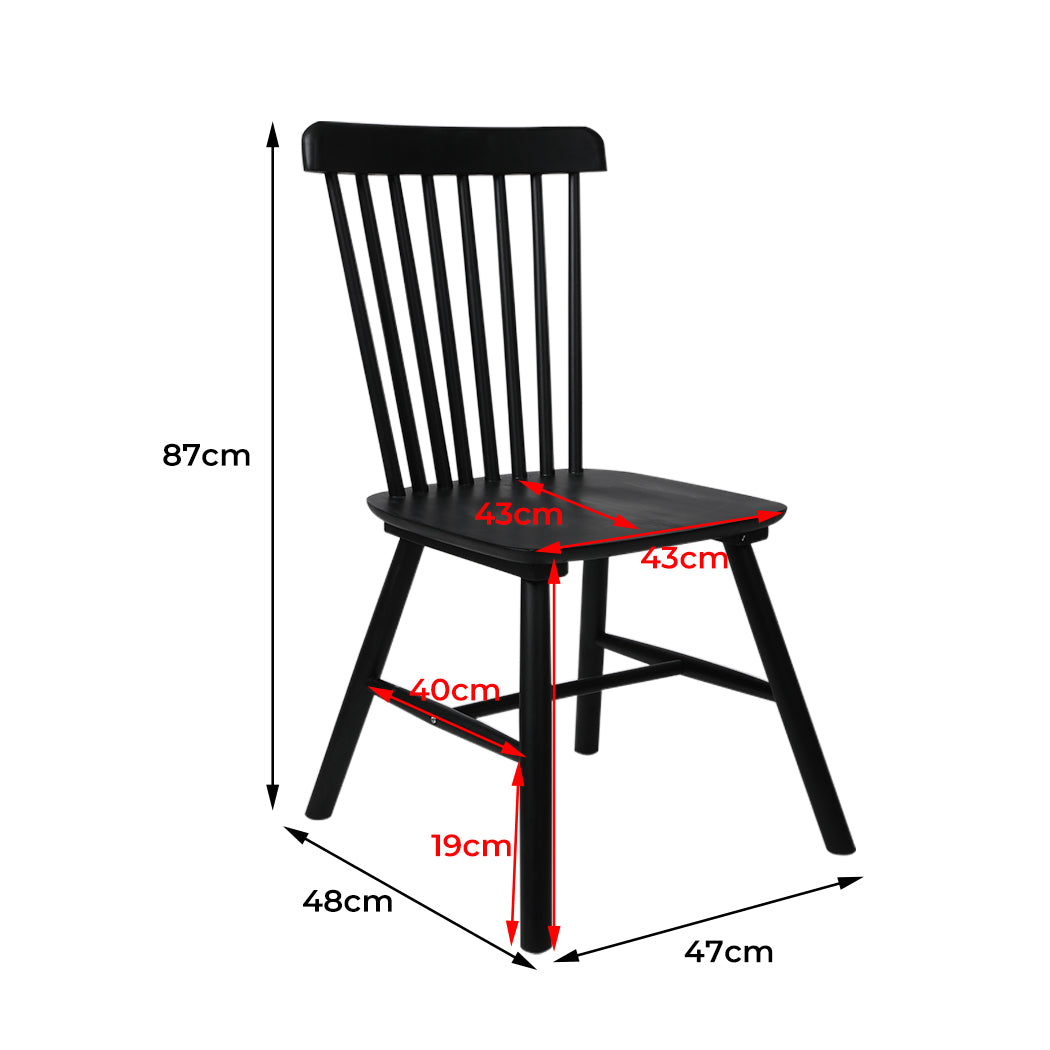 Solid Wood - 2x Dining Chairs Kitchen Winsor Black