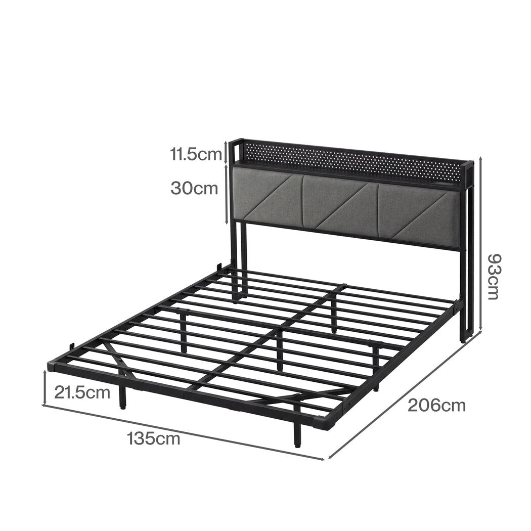 Double Bed Frame LED USB Headboard Storage | Simpledeals