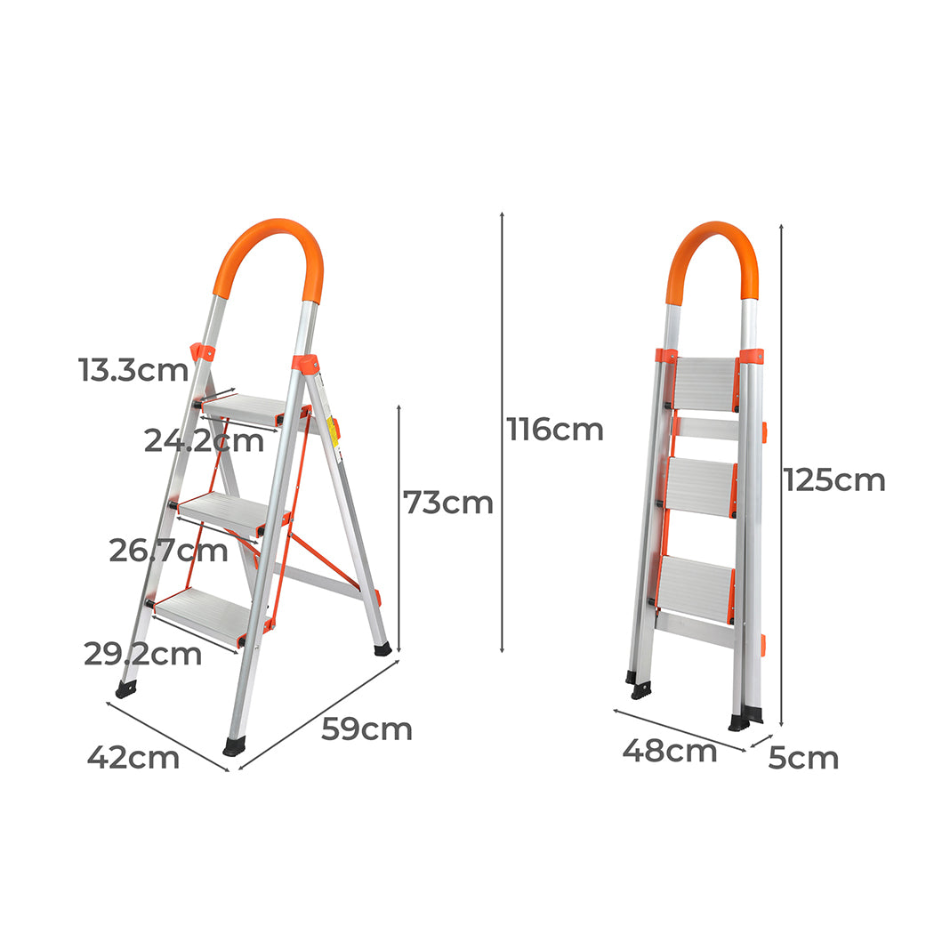 3 Step Ladder Folding Aluminium