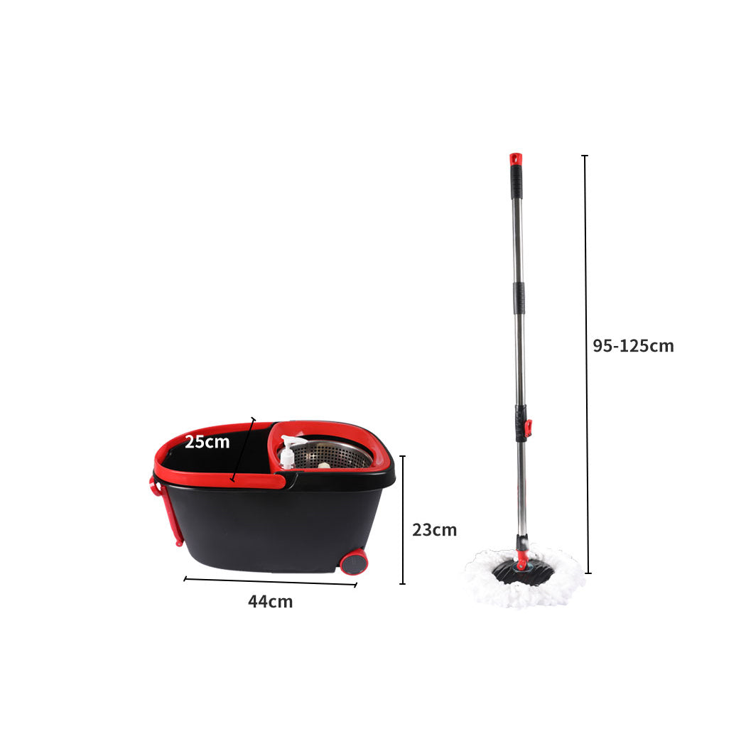 Spinning Stainless Steel Rotating - Cleanflo Spin Mop Bucket Set 360 - Black