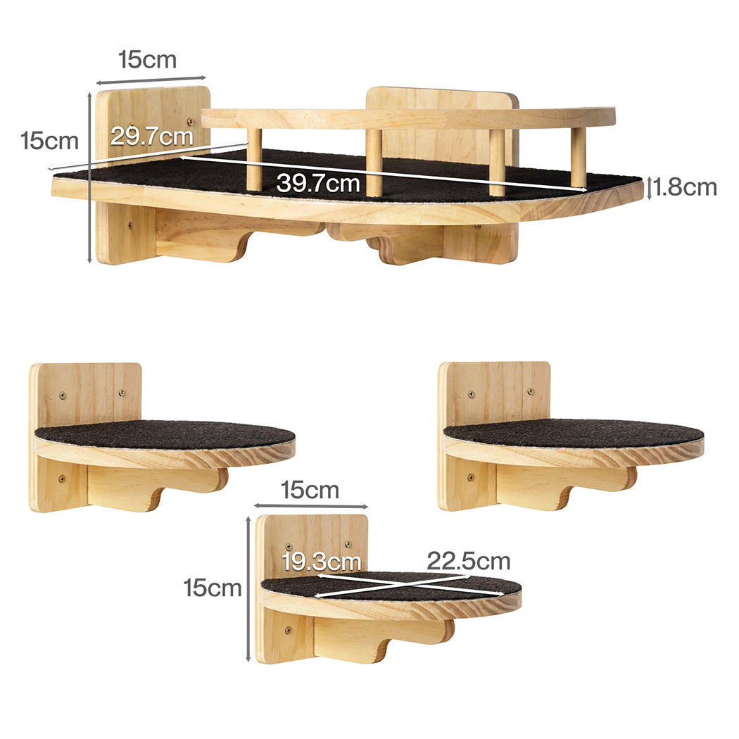 Corner Cat Shelf Natural Wood 22.5x19.3x1.8cm