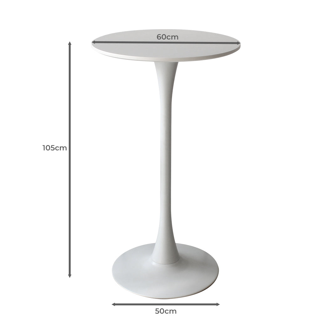 Set of 2 White Round Bar Table Minimalist Pub Dining Tables