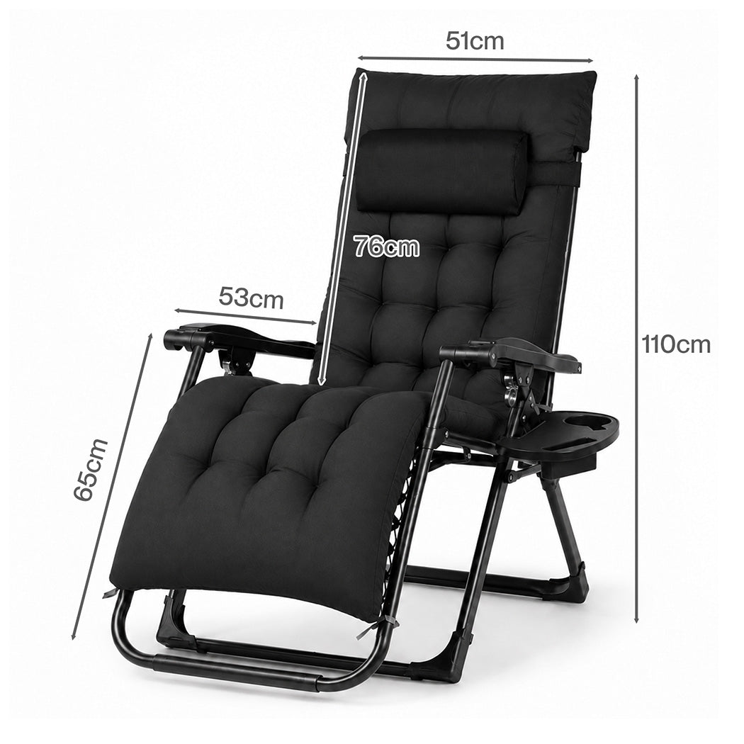 Zero Gravity Lounge Chair Black 175x51x110cm