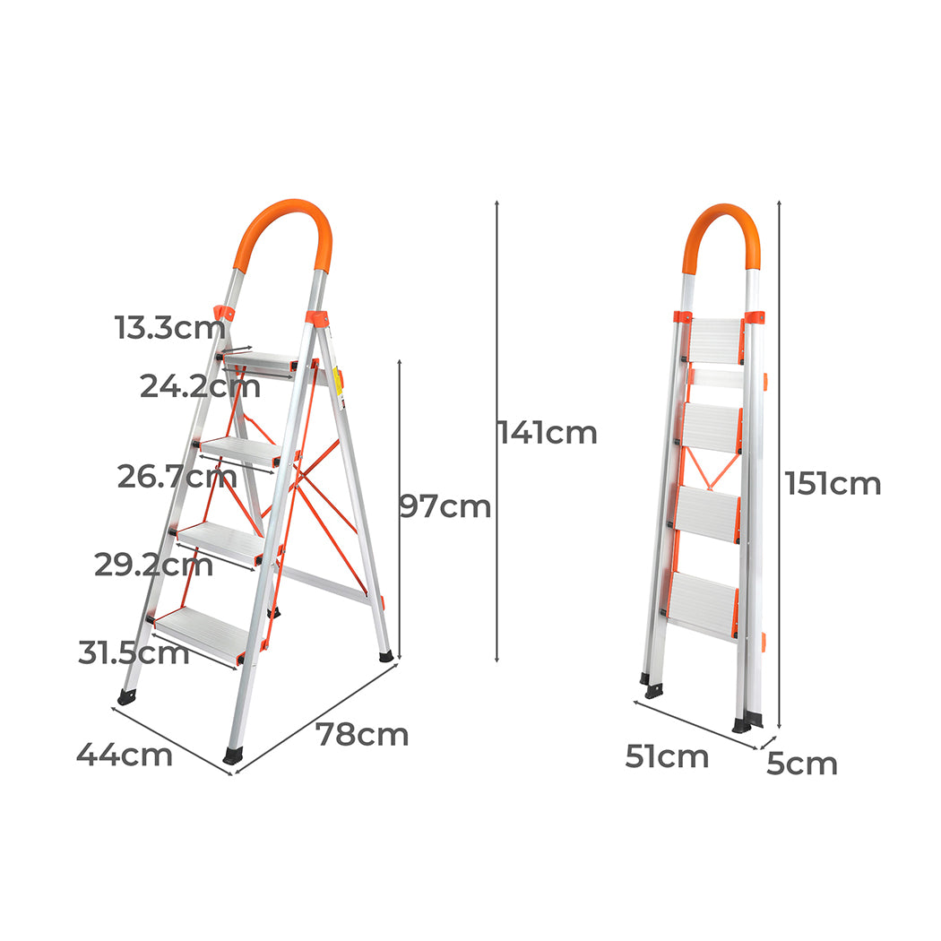 4 Step Ladder Folding Aluminium