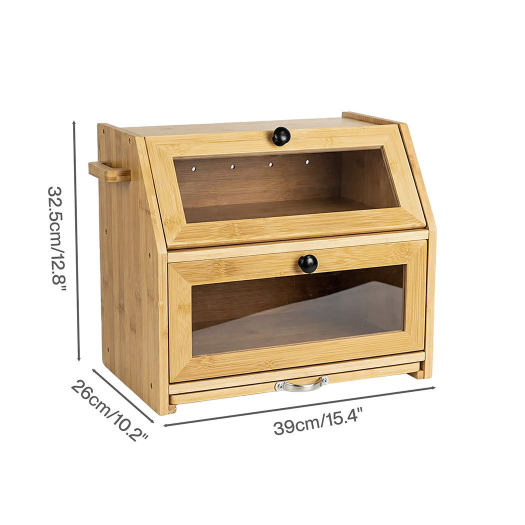 Bamboo Bread Bin Double Layer Cutting Board | Simpledeals