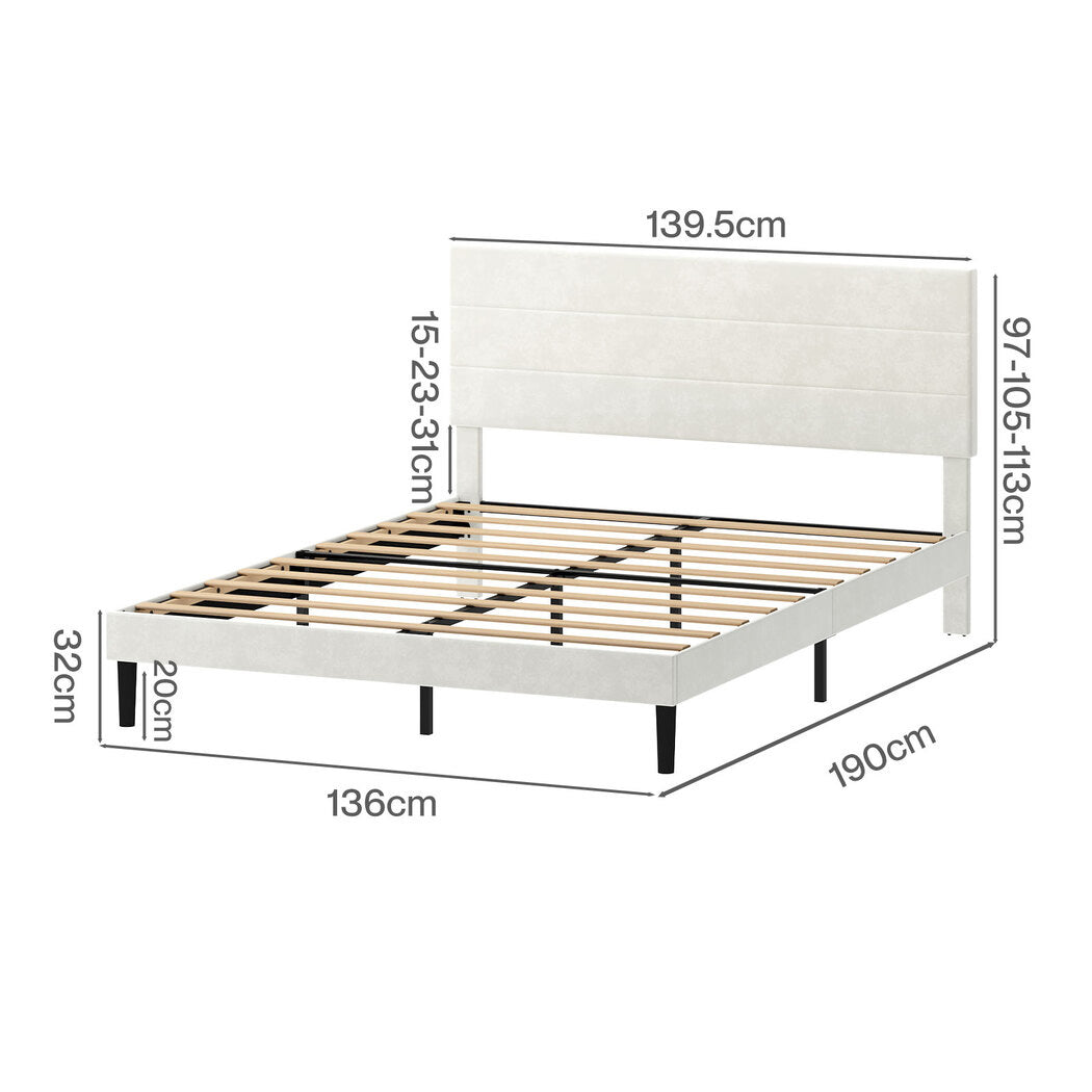 Double Bed Frame Upholstered 190x139.5x113cm
