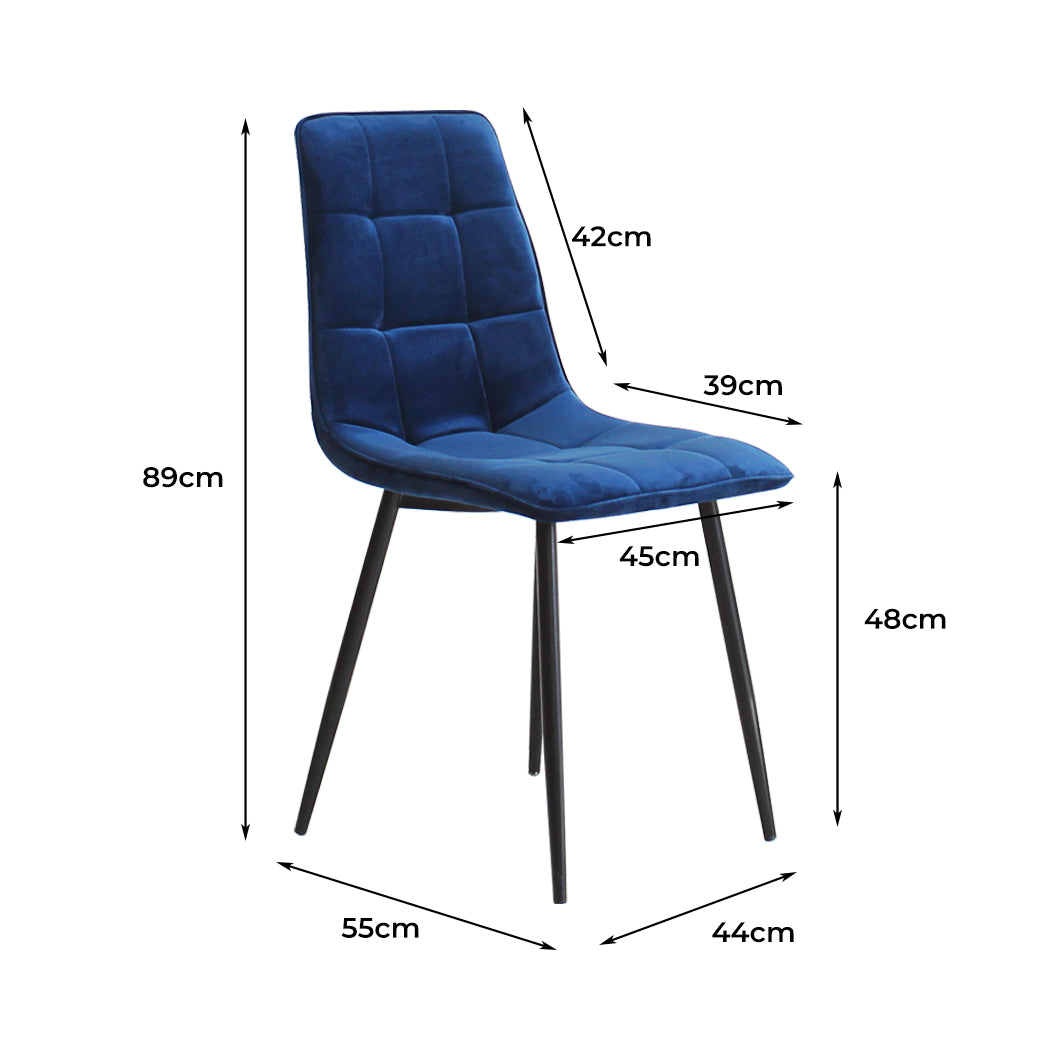 4x Dining Chairs Lounge Room Padded Seat PU Leather Grey/Blue