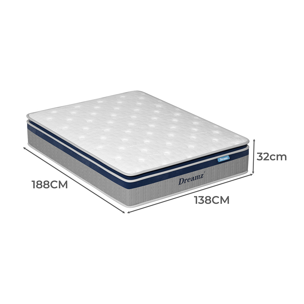 All Sizes Scandi Inspired - Double 32CM Versatile Spring Mattress Pillow Top Firm 6.5 7-Zone
