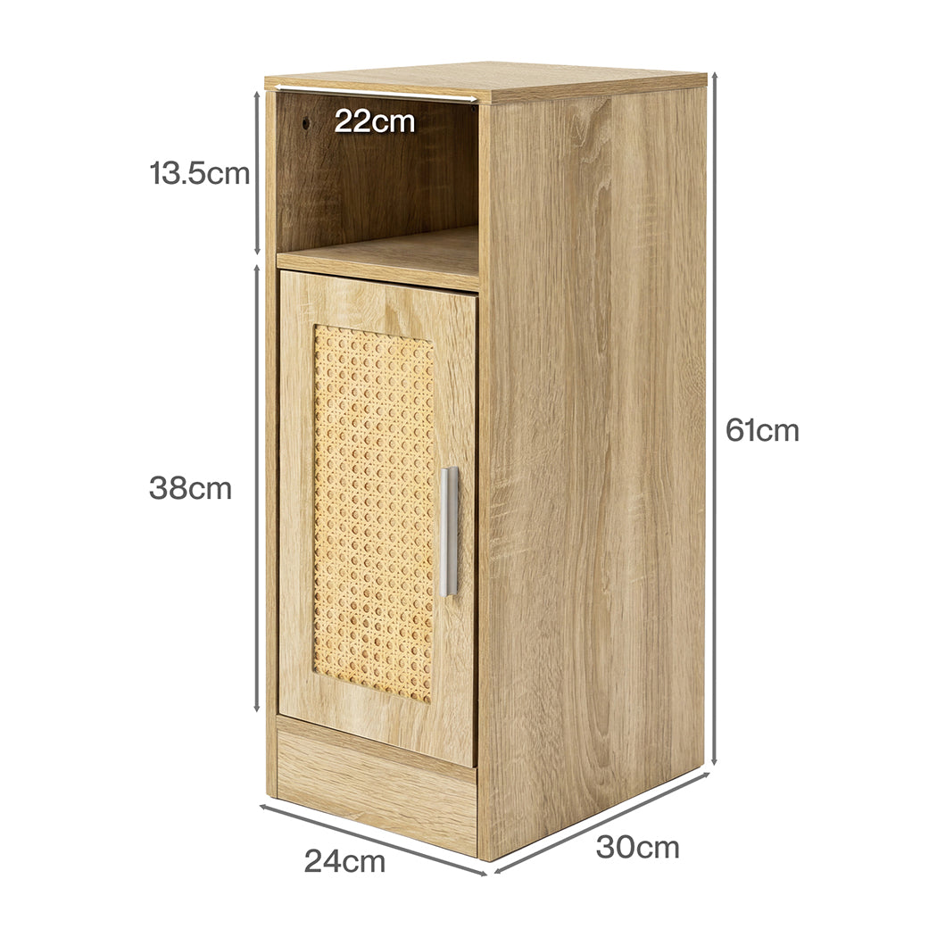 Narrow Bedside Table Set Rattan 24x30x61cm