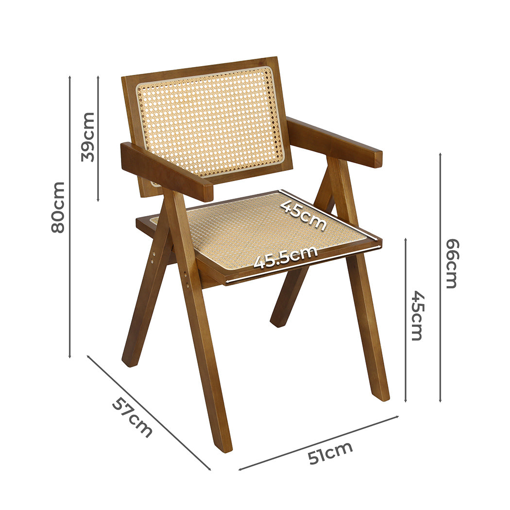 Minimalist 6x Walnut Wicker Armchair Dining Chair  Space-Saving
