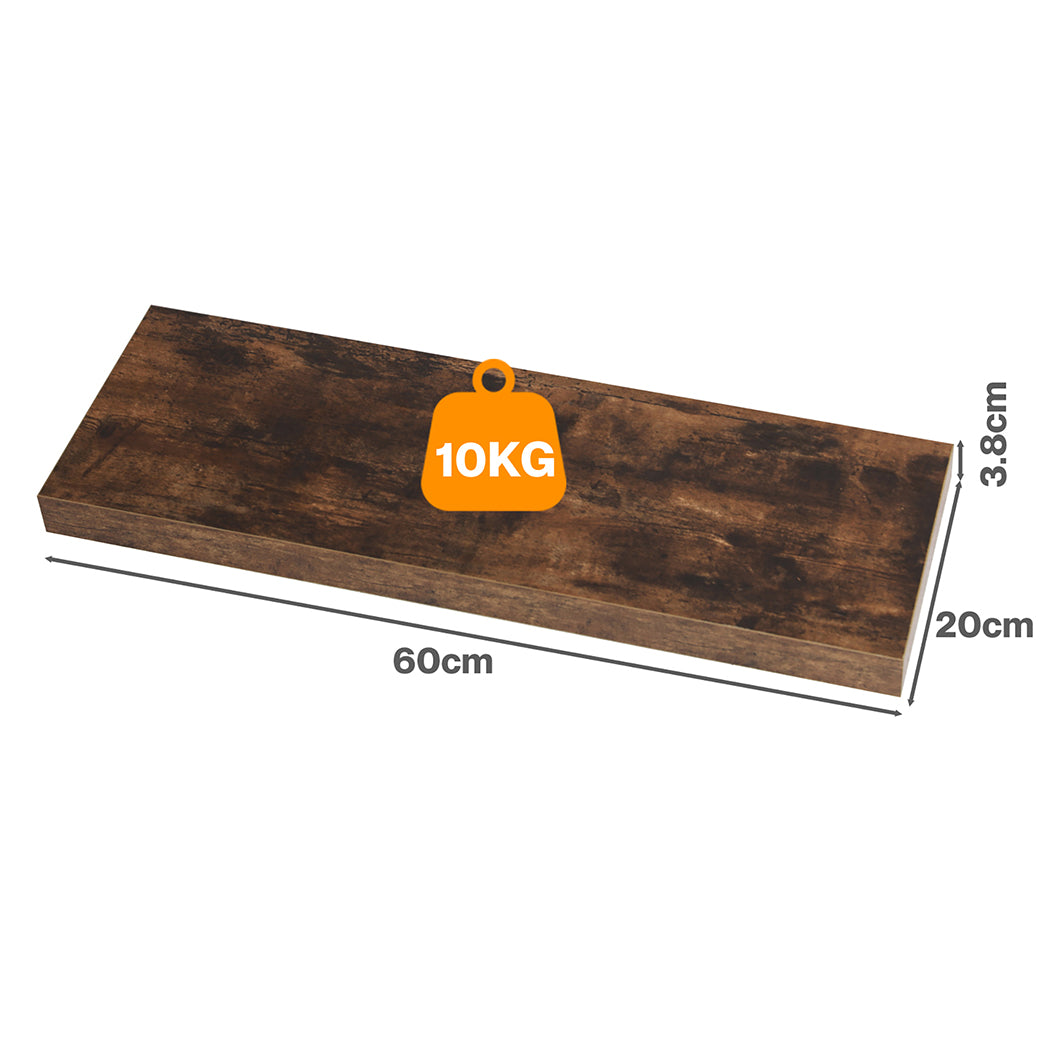 Floating Wall Shelves Set of 2 Brown MDF | Simpledeals