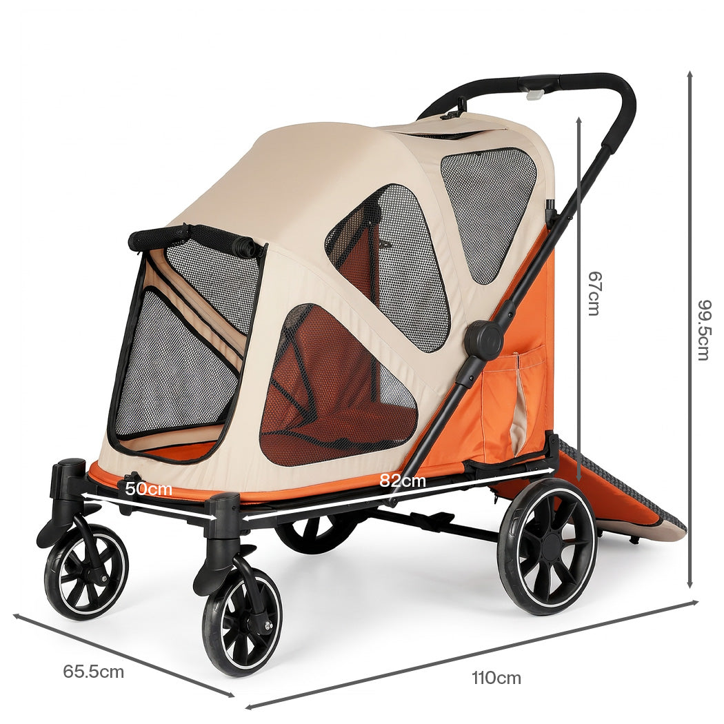 Pet Stroller Orange Foldable 16x26cm