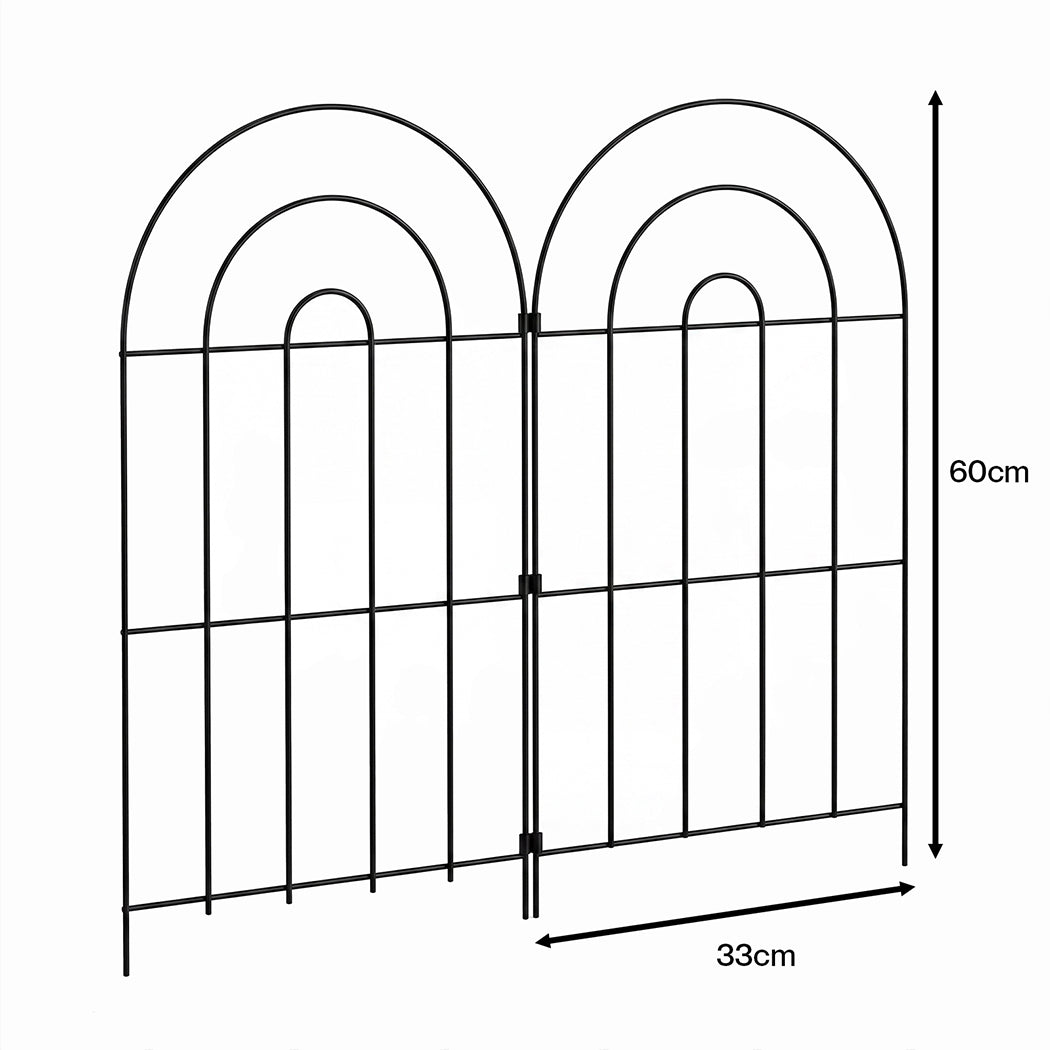 Garden Fence Black Steel 60x33cm