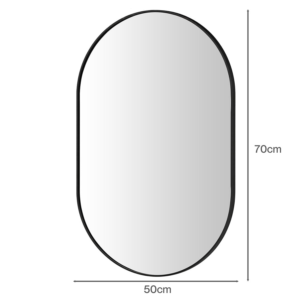 Oval Wall Mirror Black Frame 70x50cm | Simpledeals