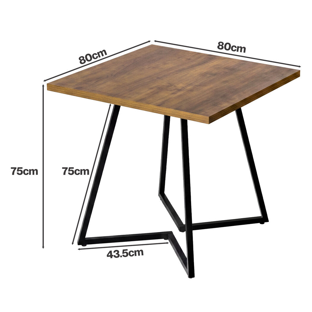 Square Dining Table Walnut Finish 80x80cm